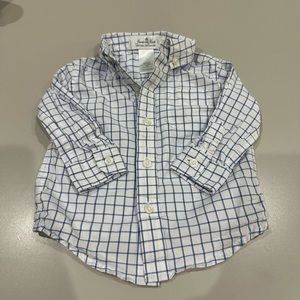 Janie & Jack Special Occasion Button Down Shirt 3-6 mo Blue/White Like New!